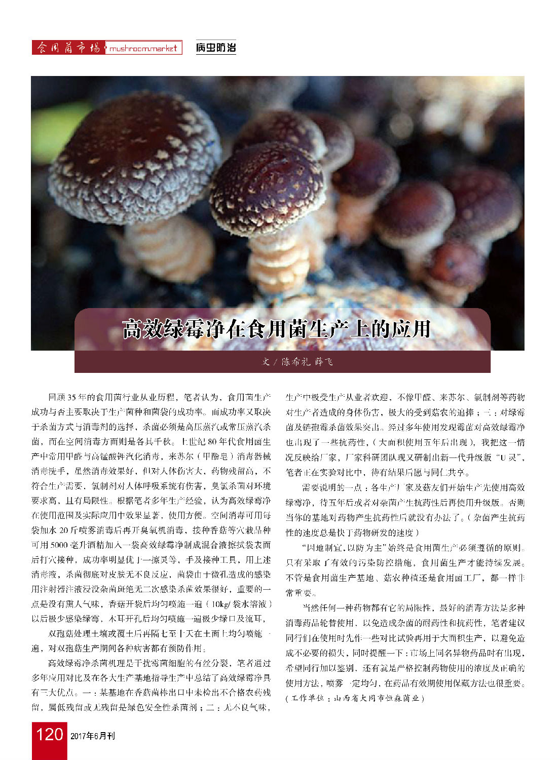 《高效绿霉净在食用菌生产上的应用》食用菌市场2017年第6期-陈希礼.jpg